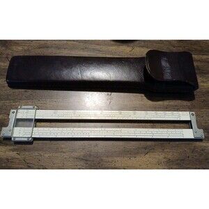 Vintage Frederick Post 1460 Versalog Hemmi Bamboo Slide Rule w/ Leather Case